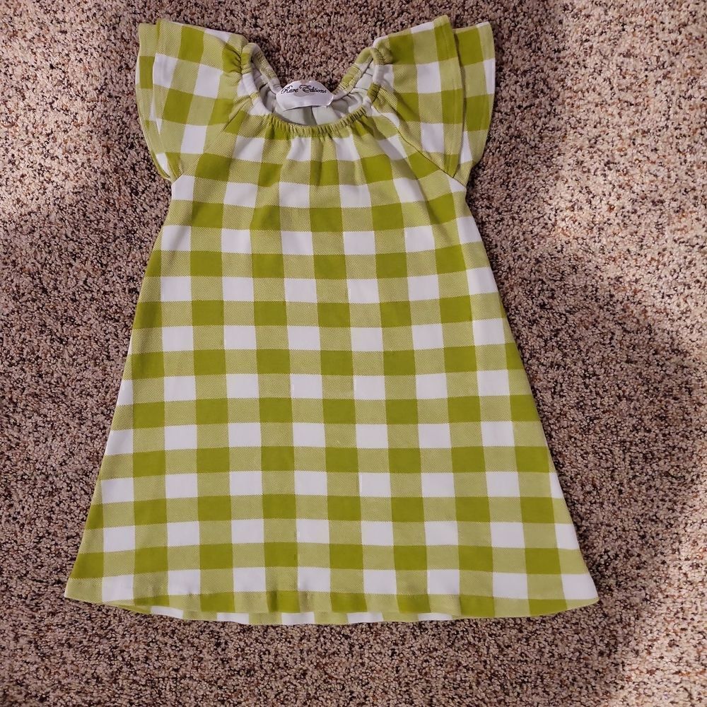 Plaid dress lime green and white size 5 runs small